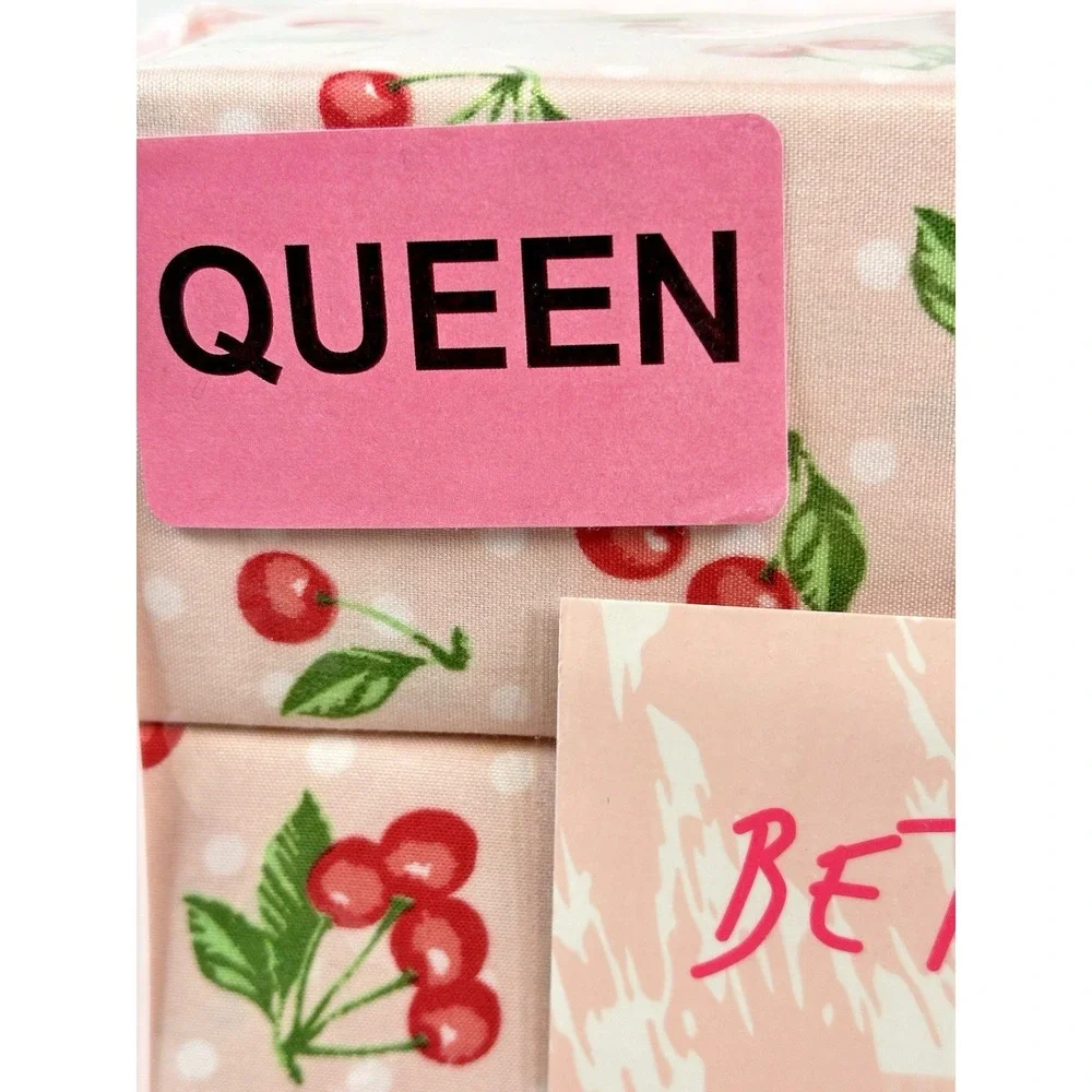 Betsey Johnson Queen 6 Piece Sheet Set Cherry Polka Dot Pink Bedding